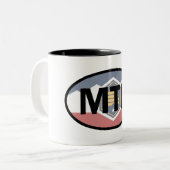 Utah Flag Mountain Biking Oval Tweekleurige Koffiemok (Voorkant links)