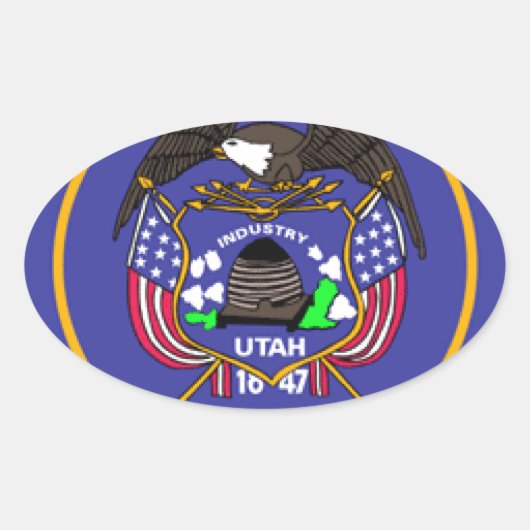 Utah Flag Ovale Sticker (Voorkant)