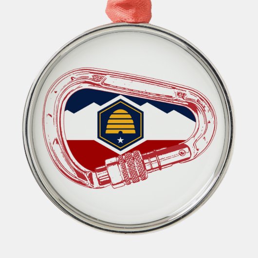 Utah Flag Rock Klim Carabiner Metalen Ornament (Voorkant)