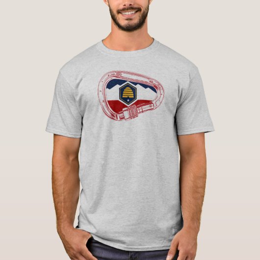 Utah Flag Rock Klim Carabiner T-shirt (Voorkant)