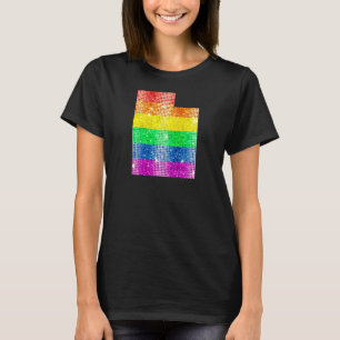 Utah Gay State Pride Rainbow Flag Kaart Gay Lesbis T-shirt