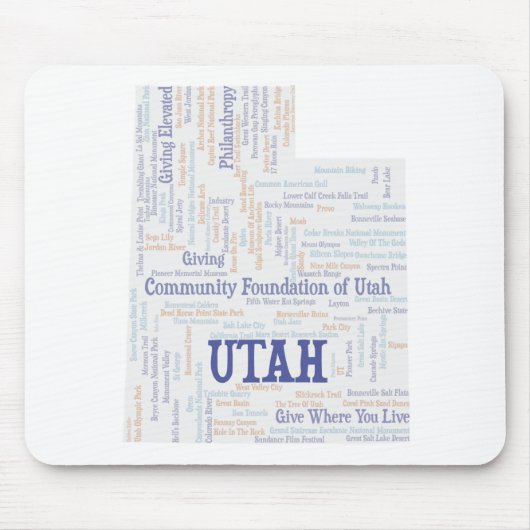 UTAH Gepersonaliseerd Word Cloud Muismat (Voorkant)