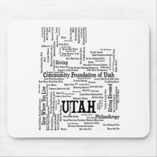 Utah Gepersonaliseerd Word Cloud Muismat - Zwarte