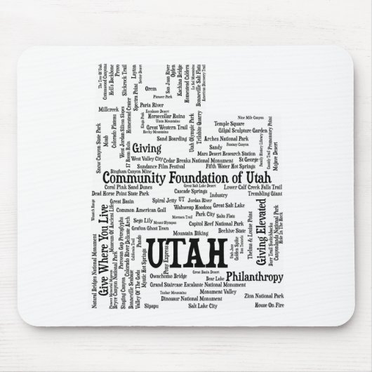 Utah Gepersonaliseerd Word Cloud Muismat - Zwarte (Voorkant)