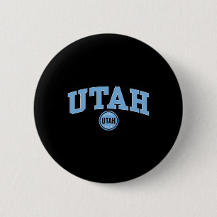 Utah Hockey Club Boog Over Grijs Nhl Officieel Gel Ronde Button 5,7 Cm