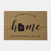 Utah Home Staat Gepersonaliseerd Deurmat (Voorkant)