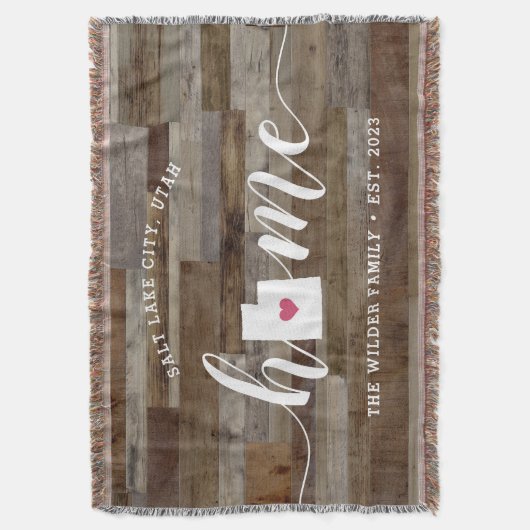 Utah Home State Personalized Rustic Wood Kijk uit Deken (Voorkant Verticaal)