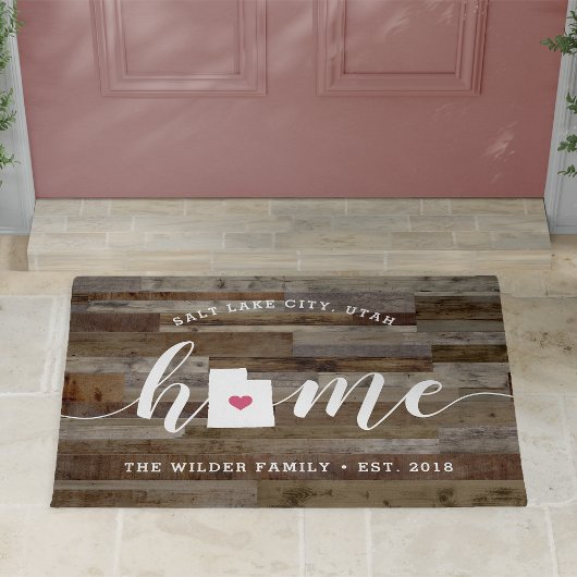 Utah Home State Personalized Wood Kijk uit Deurmat