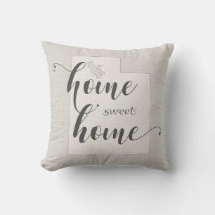Utah - Home Sweet Home burlap-look Kussen