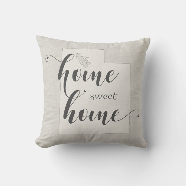 Utah - Home Sweet Home burlap-look Kussen (Voorkant)