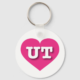 Utah Hot Pink Heart - Ik hou van UT Sleutelhanger