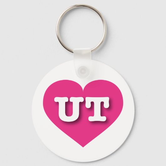 Utah Hot Pink Heart - Ik hou van UT Sleutelhanger (Voorkant)