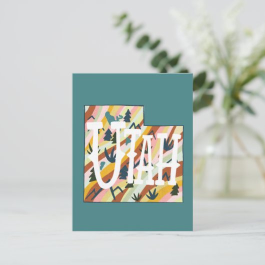 Utah Illustrated Map Briefkaart (Staand voorkant)