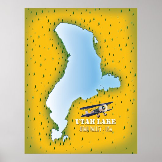 Utah Lake, Utah Valley kaart reisposter. Poster (Voorkant)