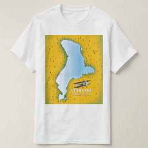 Utah Lake, Utah Valley kaart reisposter. T-shirt