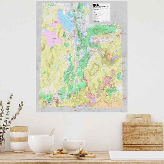 Utah Lands Map Poster (Keuken)