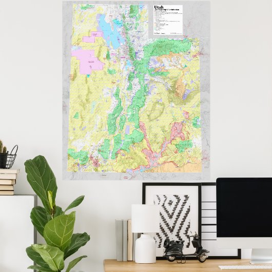 Utah Lands Map Poster (Thuiskantoor)