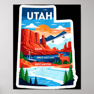 Utah landschappen avontuur wacht kleurrijk schilde poster