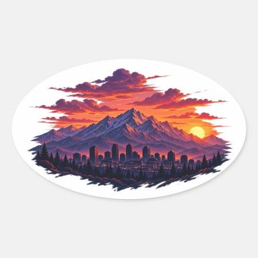 Utah-landschapssticker Ovale Sticker (Voorkant)