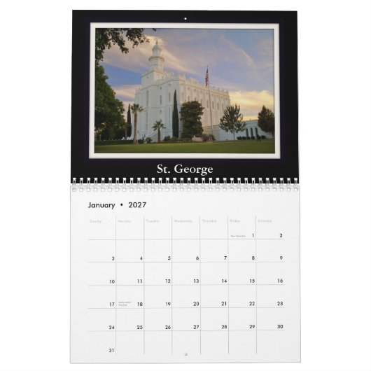 Utah LDS Temples 2015 15 maands kalender (Jan 2027)