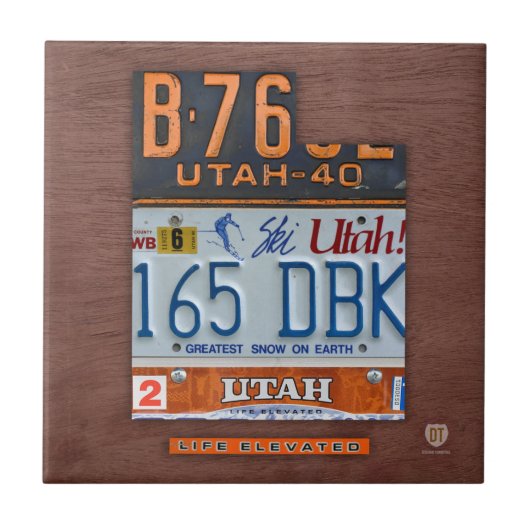 Utah License Bord Map keramische tegels V2 Tegeltje (Voorkant)