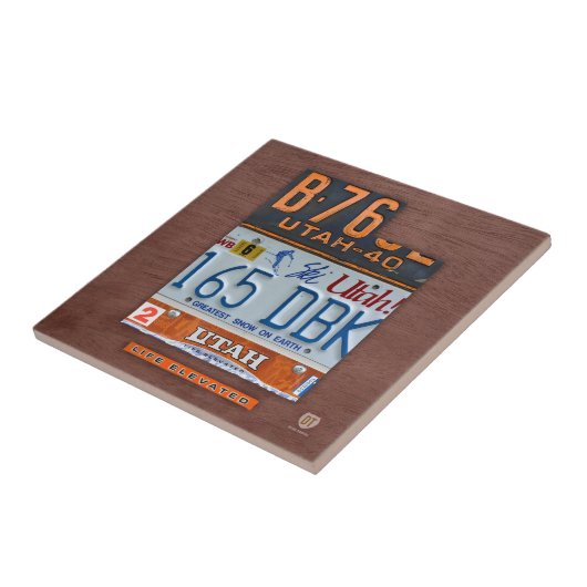 Utah License Bord Map keramische tegels V2 Tegeltje (Zijkant)