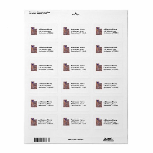 Utah Map Address Label (Full Sheet)