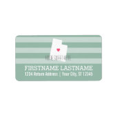 Utah Map Home State Love met Custom Heart Etiket (Voorkant)