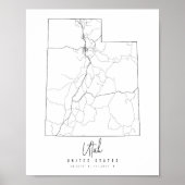 Utah Minimal Street Map Poster (Voorkant)