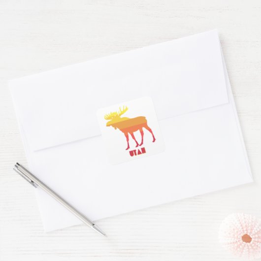 Utah Moose Vierkante Sticker (Envelop)