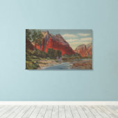 Utah - Mount Majestic & Angel's landing Canvas Afdruk (Insitu (Houten vloer))