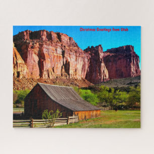 Utah Mountain Barn. Jigzaag Puzzle Legpuzzel