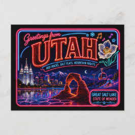 Utah Neon Staat Retro Vintage Briefkaart