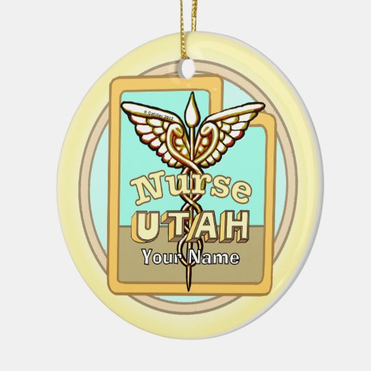 Utah Nurse Caduceus Keramisch Ornament (Links)
