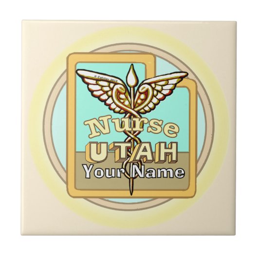 Utah Nurse Caduceus Tile Tegeltje (Voorkant)