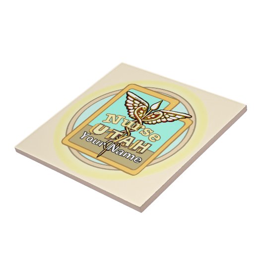 Utah Nurse Caduceus Tile Tegeltje (Zijkant)