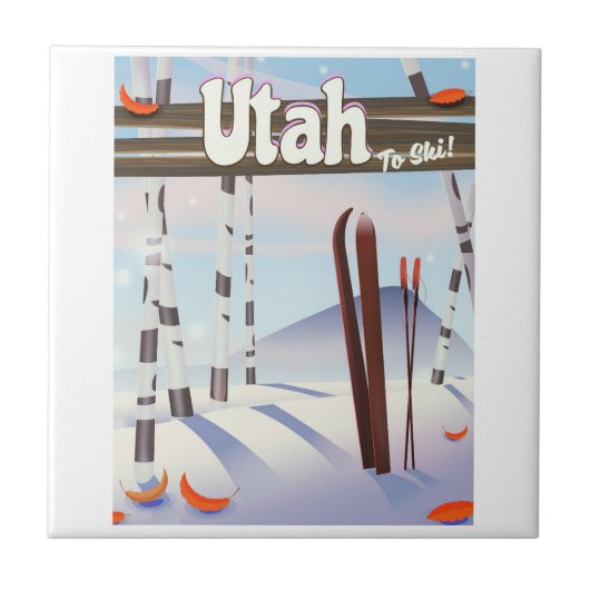 Utah om te skiën! tegeltje (Voorkant)
