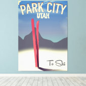 Utah park city ski reisposter canvas afdruk (Insitu (Houten vloer))