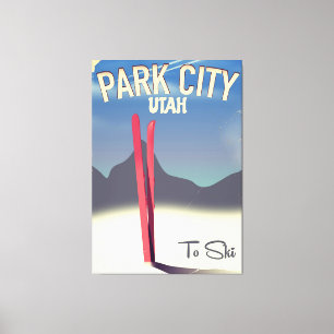 Utah park city ski reisposter canvas afdruk