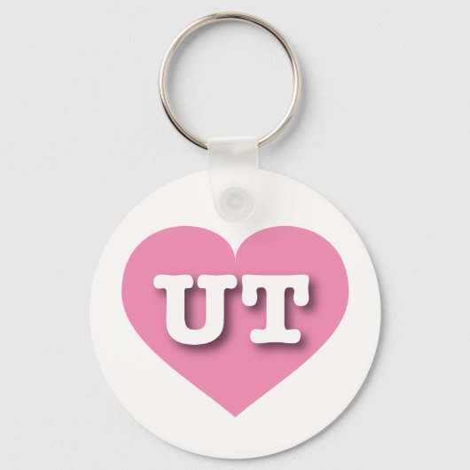 Utah Pink Heart - Ik hou van UT Sleutelhanger (Voorkant)