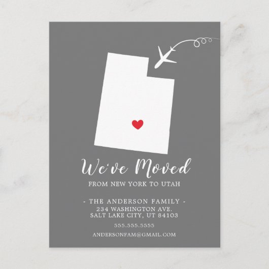 UTAH-postkaart van de staat die de aankondiging ve Briefkaart (Voorkant)