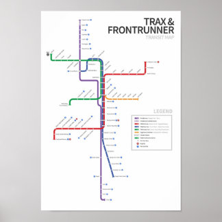 Utah Rail Transit Map Poster