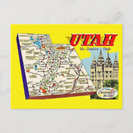Utah Retro Map Postcard Postcard Briefkaart