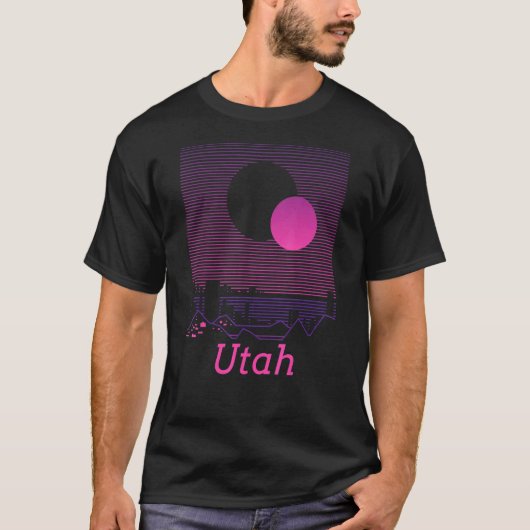Utah Retro  Mountain Grid 80s 90s Esthetisch T-shirt (Voorkant)