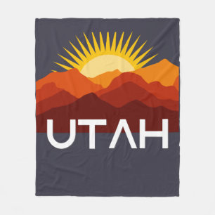 Utah Retro Vintage Woestijn Zonsondergang Fleece Deken