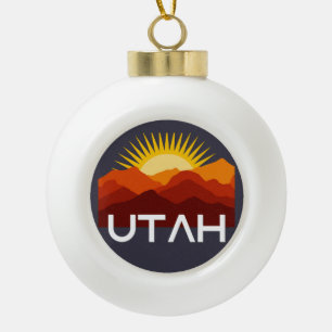 Utah Retro Vintage Woestijn Zonsondergang Keramisc Keramische Bal Ornament
