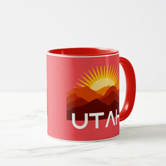 Utah Retro Vintage Woestijn Zonsondergang Mok (Voorkant rechts)