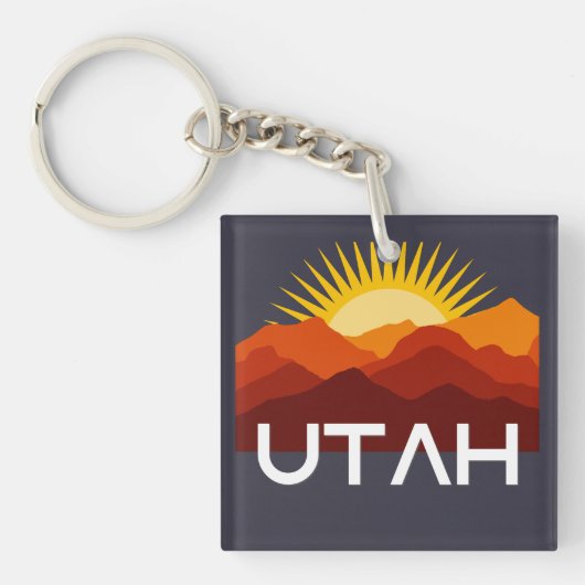 Utah Retro Vintage Woestijn Zonsondergang Sleutelh Sleutelhanger (voorkant)