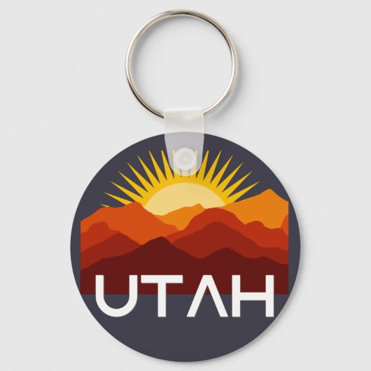 Utah Retro Vintage Woestijn Zonsondergang Sleutelhanger (Voorkant)