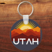 Utah Retro Vintage Woestijn Zonsondergang Sleutelhanger (Voorkant)
